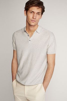 Cotton Mouliné Polo Sweater from Massimo Dutti