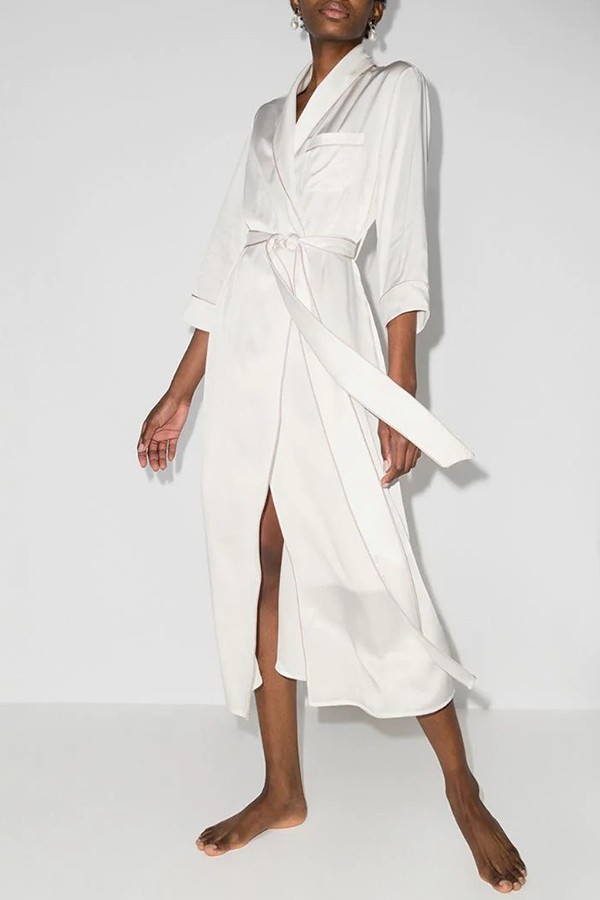 Astrid Ivory Oyster Silk Robe from Olivia von Halle