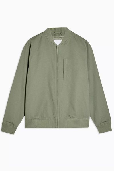 Light Green Textured Bomber Jacket from Topman