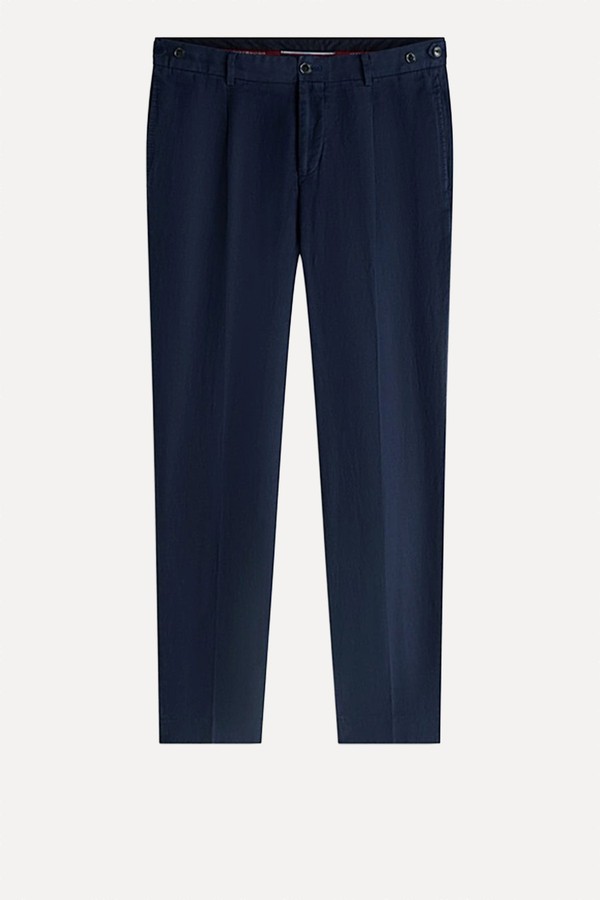 New York Label Washed Pure Linen Trousers