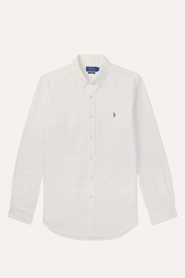 Slim-Fit Button-Down Collar Logo-Embroidered Cotton Oxford Shirt from POLO RALPH LAUREN