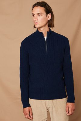 Rib Wool & Cashmere Trucker Sweater