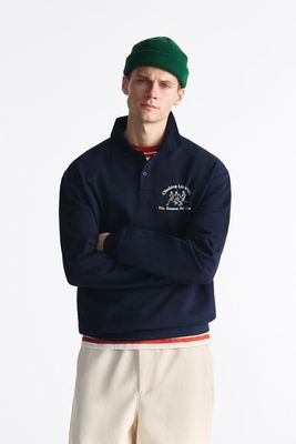 Polo Sweatshirt With Contrast Print from Zara