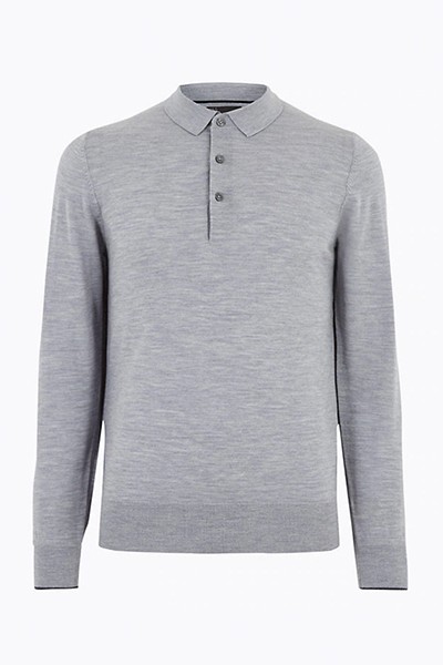 Pure Merino Wool Knitted Polo Shirt from M&S