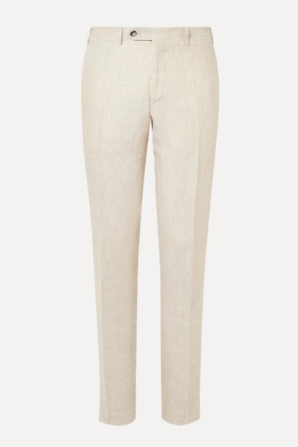Slim-Fit Straight-Leg Linen Suit Trousers from Canali