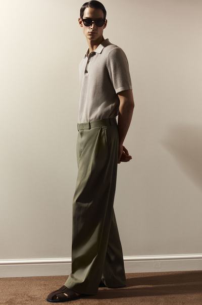 Pleated Cotton Wide-Leg Trousers, £95