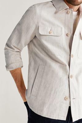 Linen-Cotton Blend Overshirt