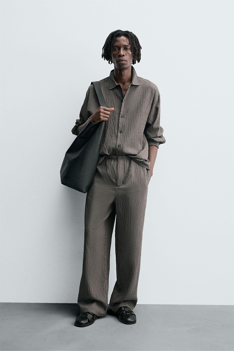 Striped Flowing Creased-Effect Shirt