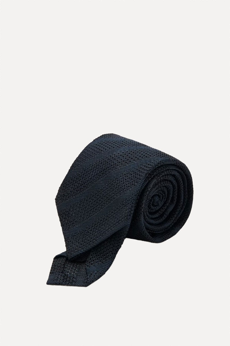 100% Silk Tie With Microstructured Stripes