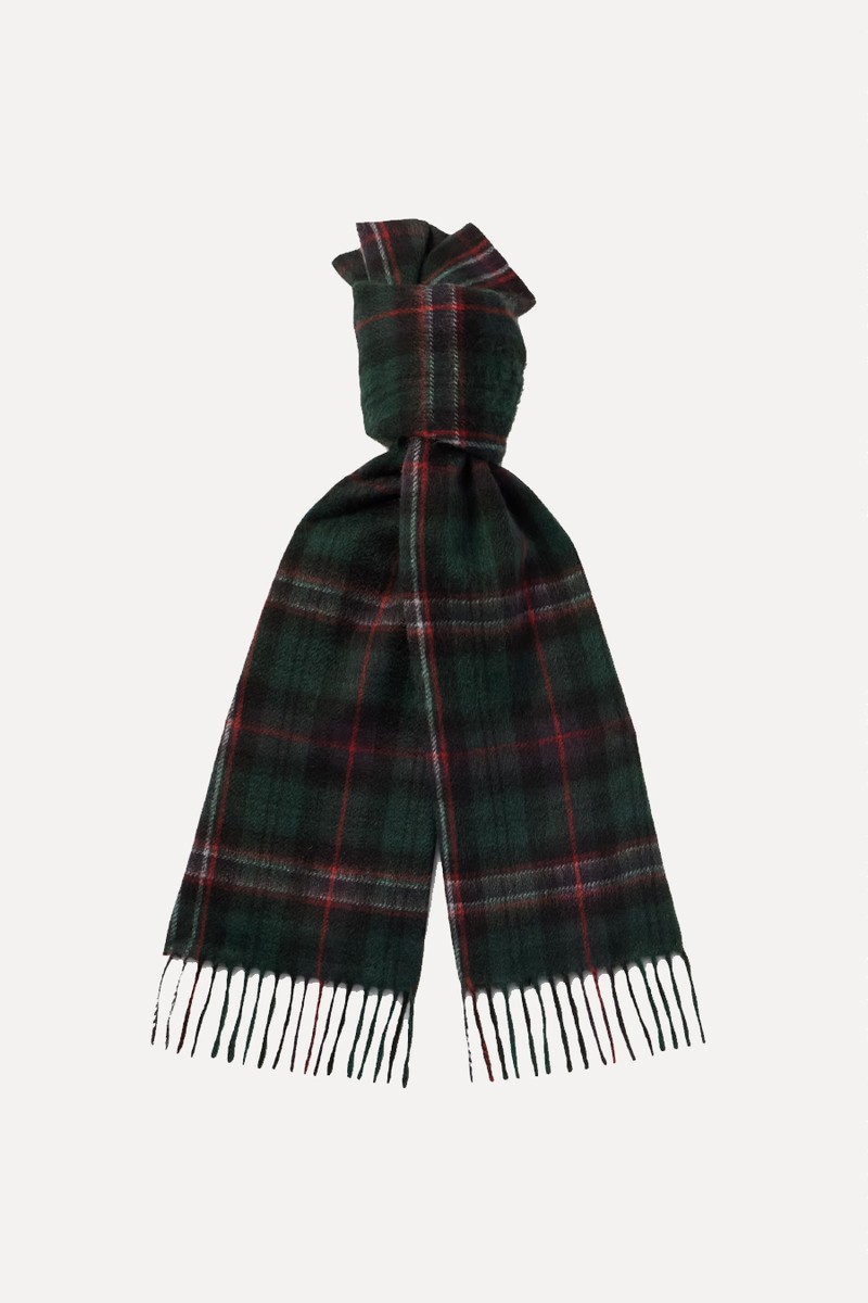Fringed Checked Cashmere Scarf from Celine