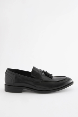 Black High-Shine Tassel Loafers