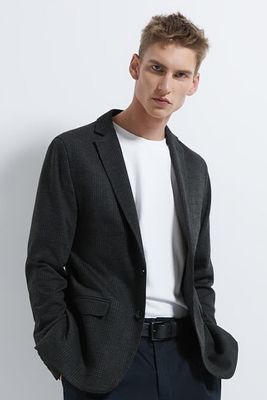 Comfort Knit Check Suit Blazer