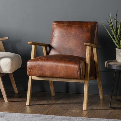 British Devise Brown Leather Armchair from Husoe