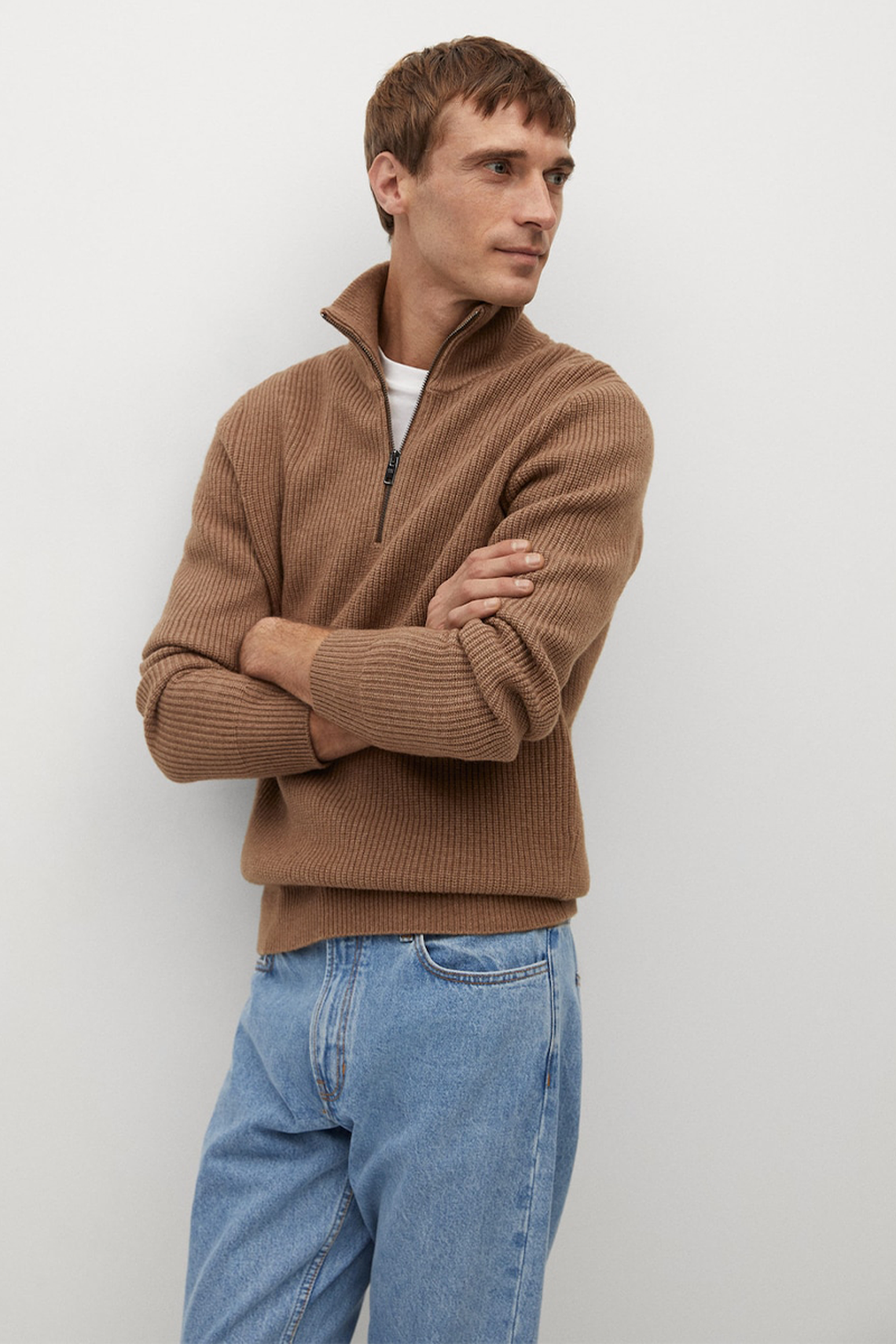 Wool Zip Neck Jumper from Mango