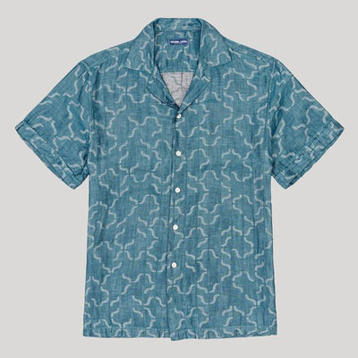 Roberto Shirt Jacquard Linear Tile Print from Frescobol Carioca