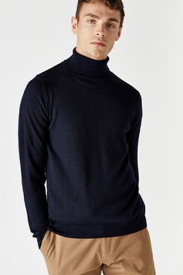 Sterling Roll Neck Knitted Jumper Navy