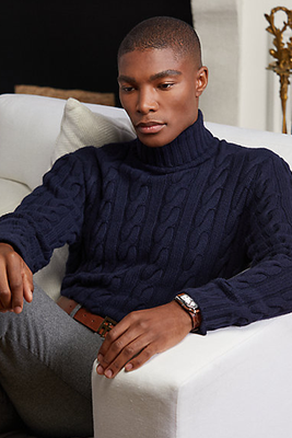Cable-Knit Cashmere Turtleneck Sweater from Ralph Lauren