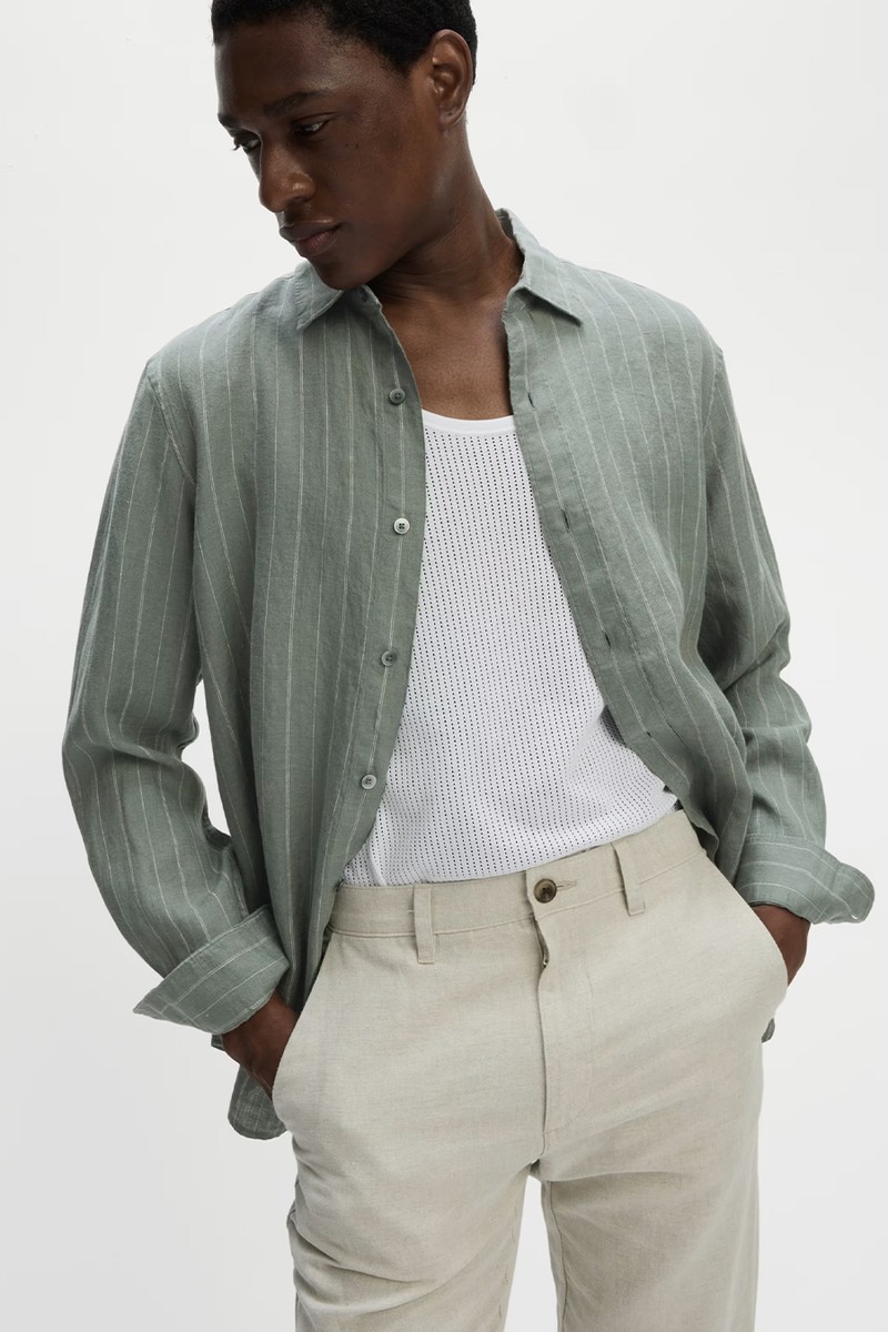 Regular Fit Pure Linen Striped Shirt