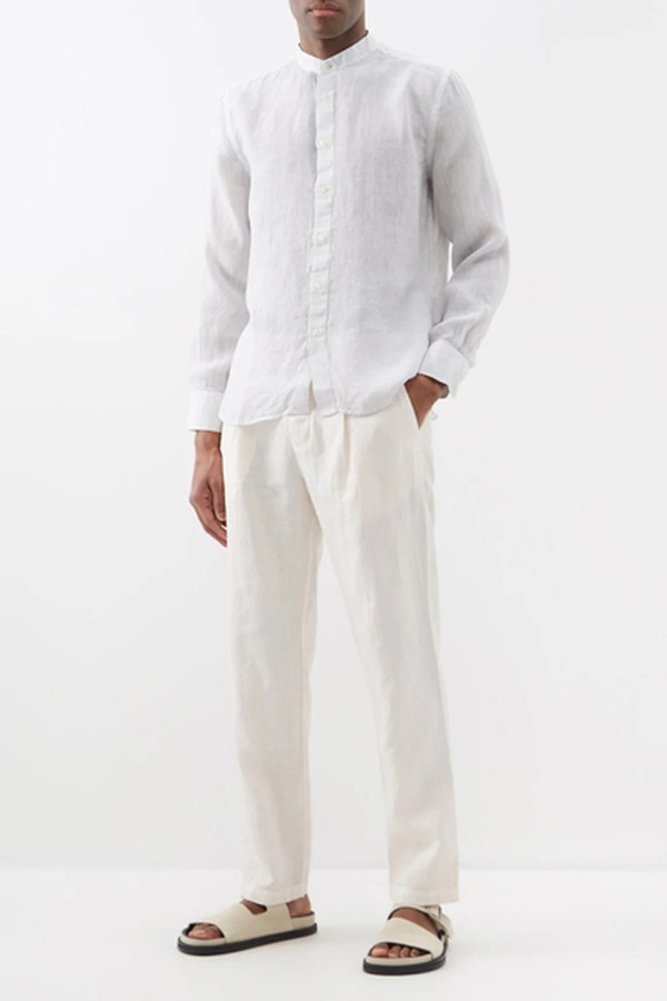 Stand-Collar Linen Shirt from 120% Lino