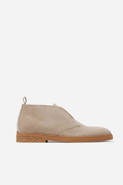 Josh Desert Boot Stone Velvet Suede Desert Boots