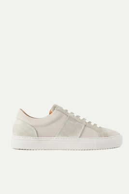 Suede-Trimmed Canvas Sneakers