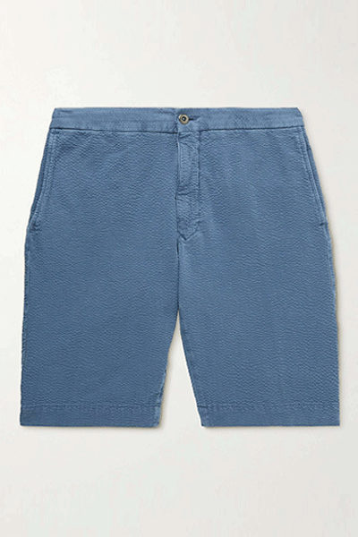 Straight-Leg Cotton-Blend Seersucker Bermuda Shorts from Incotex