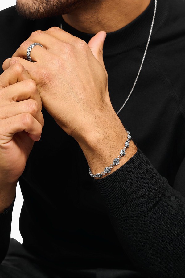 Silver Midnight Rose Bracelet