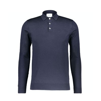 Navy Merino Polo Neck Jumper