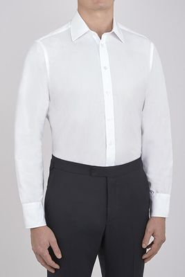 Plain White Cotton Shirt With T&A Collar