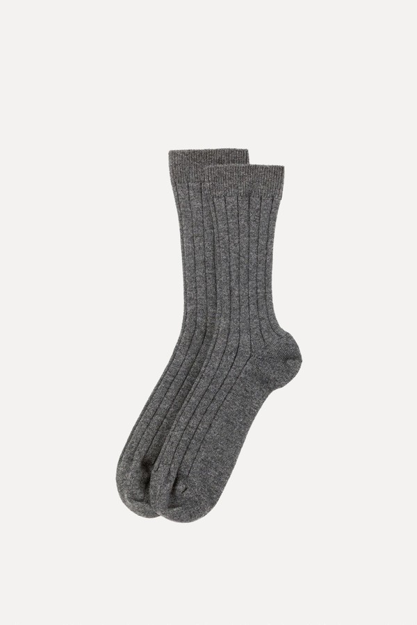 Cashmere Ribbed Socks