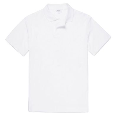 Cotton Towelling Polo Shirt In White