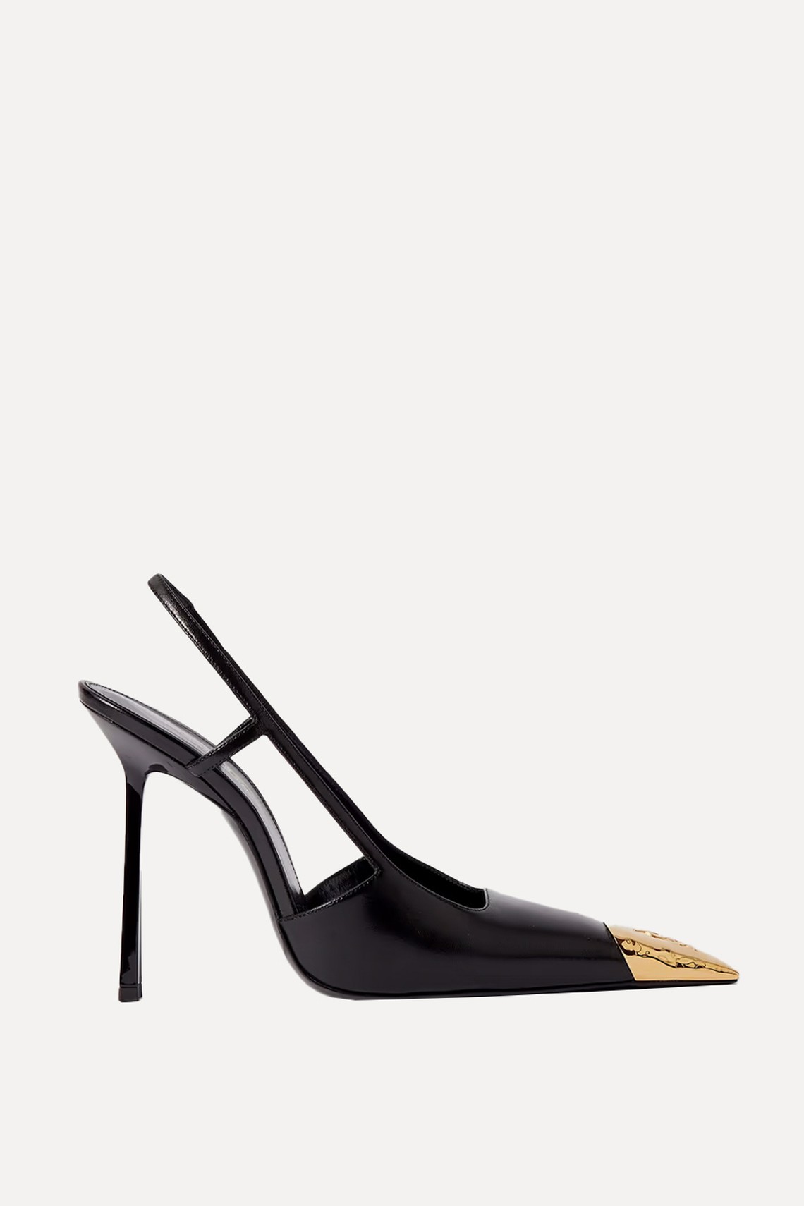 Jeanne Embellished Glossed-Leather Slingback Pumps from Saint Laurent