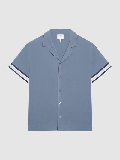 Contrast Cuff Cuban Collar Shirt