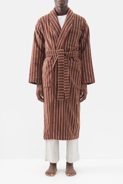 Striped Cotton-Terry Bathrobe from Tekla