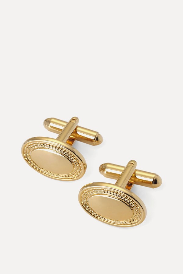 Engraved Edge Oval Personalised Cufflinks from Aspinal Of London