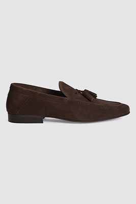 Larch Suede Tassel Loafers In Dark Brown | £175