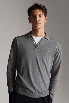 Wool and Silk Tailored Polo Style Sweater from Massimo Dutti