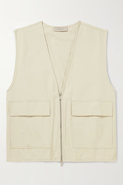 Logo-Appliquéd Cotton-Blend Twill Gilet from Fear Of God Essentials