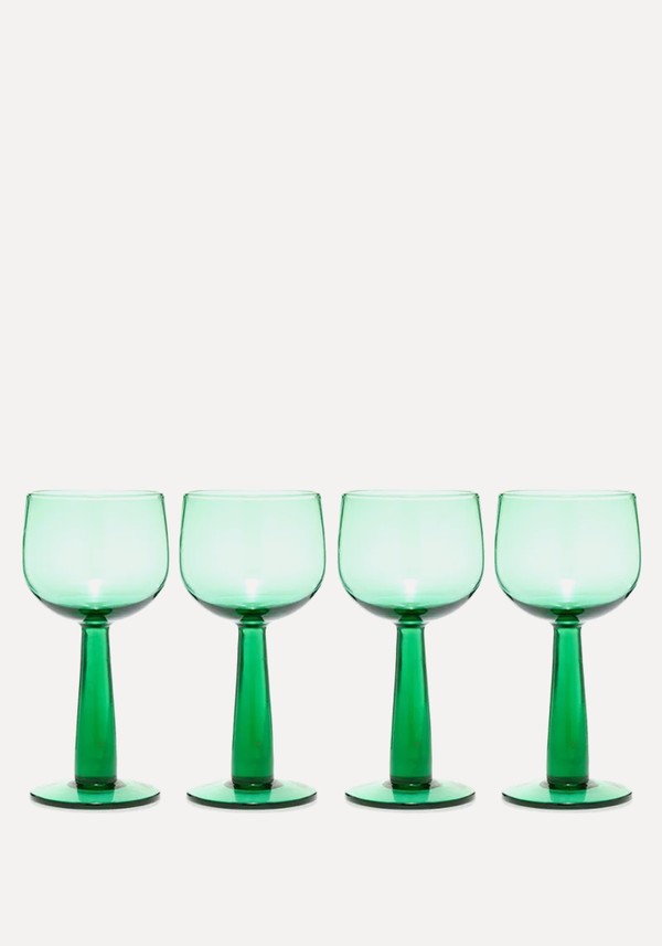 Set Of 4 Fern Green Tall Wine Glasses from HK Living