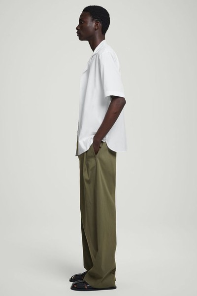 Pleated Cotton Wide-Leg Trousers