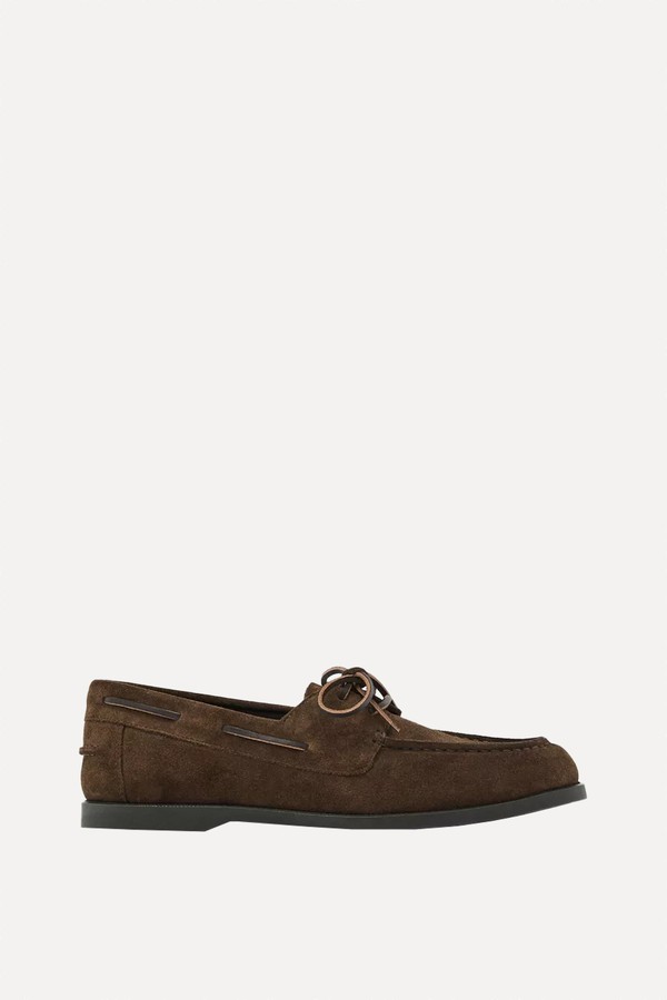 Split Suede Deck Shoes With Moc Toe from Massimo Dutti