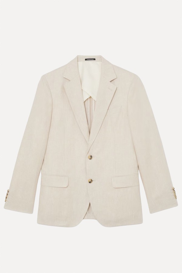 Tailored Fit Linen-Twill Single-Breasted Blazer from Reiss
