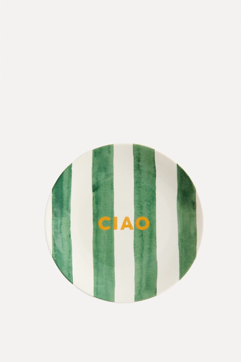 Text-Motif Porcelain Medium Plate