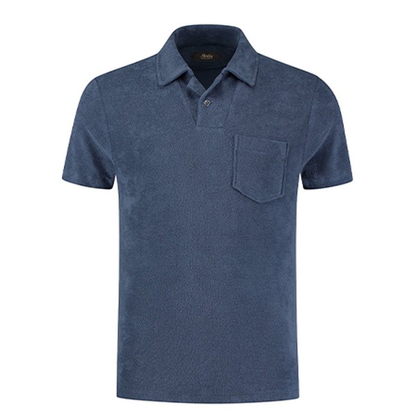 Steel Blue Terry Towelling Polo Shirt