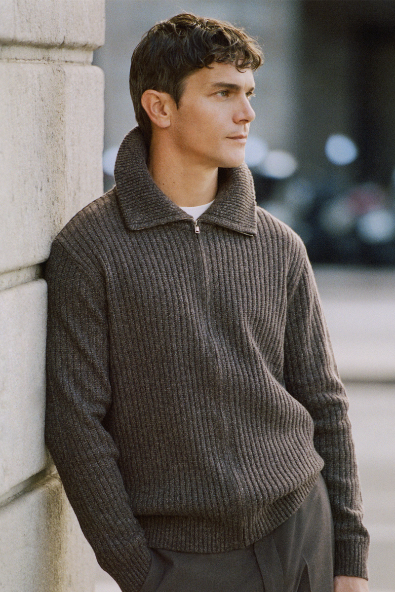 Ribbed Knit Cardigan With Zip from Mango