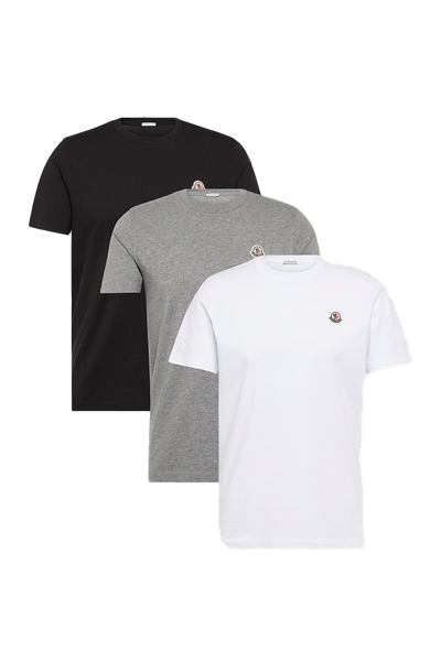 Set Of 3 Logo Cotton Jersey T-Shirts from Moncler