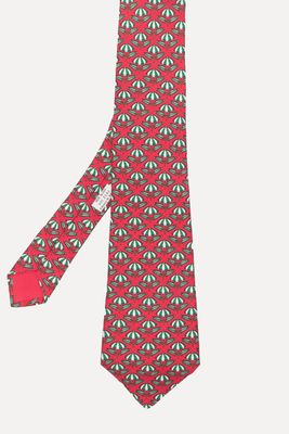 Umbrella Print Silk Necktie from Hermes