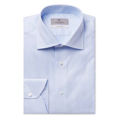 Light-Blue Houndstooth Cotton Shirt from Canali