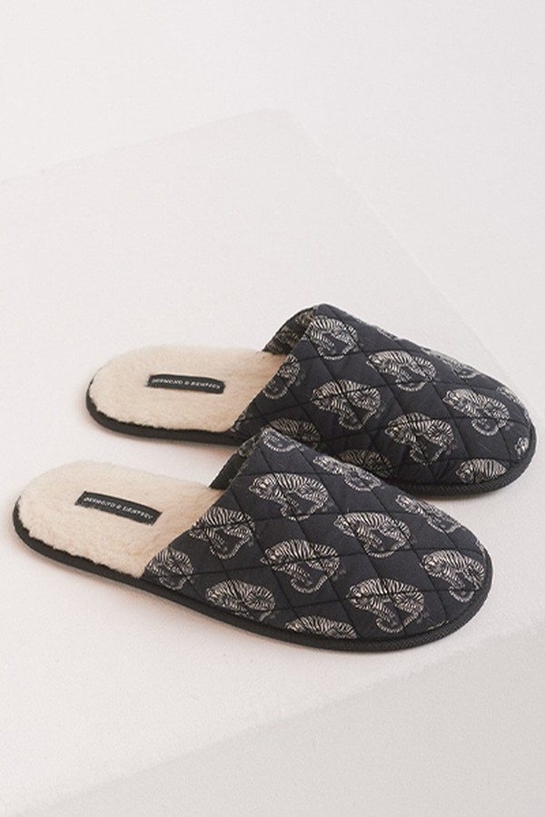 Sansindo Tiger-Print Cotton Slippers from Desmond & Dempsey 