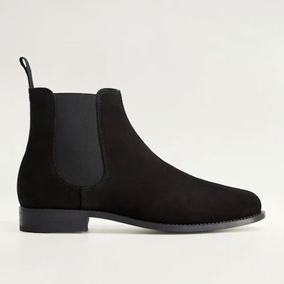 Black Suede Elastic Boots from Mango